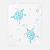 Turtle Kids Under The Sea Watercolor Pastel Fleece Deken (Voorkant)