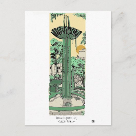 Turtle Lake Saigon Digital Illustration Briefkaart (Voorkant)