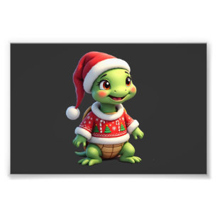 Turtle lelijke trui kerstmuts kerst T-shirt (1 Foto Afdruk