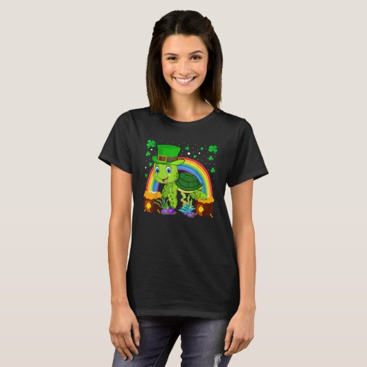 Turtle Leprechaun Hat Turtle Rainbow St Patrick's  T-shirt (Voorkant volledig)