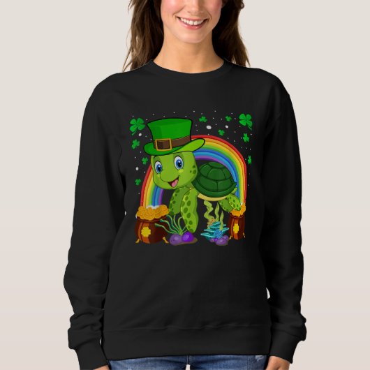 Turtle Leprechaun Hat Turtle Rainbow St Patrick's  Trui (Voorkant)