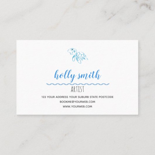 Turtle Logo Beach thema Wit Visitekaartje (Achterkant)