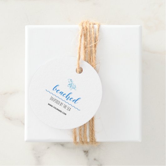 Turtle Logo Beach Theme White Hang Label (In situ)