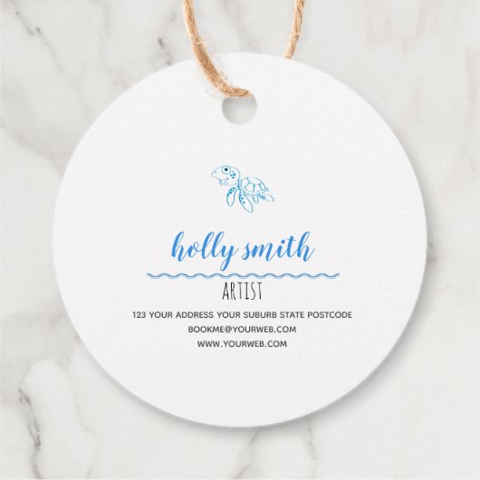 Turtle Logo Beach Theme White Hang Label (Achterkant)