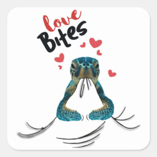 Turtle Love Bites T-Shirt Valentijnse Gifts T-Shir Vierkante Sticker
