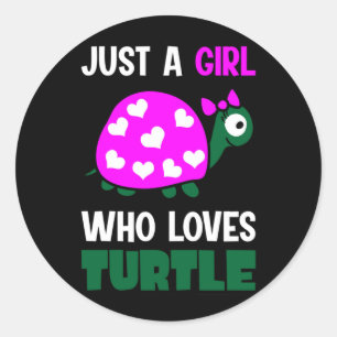 Turtle Lover   A Girl Who Loves Turtles Ronde Sticker