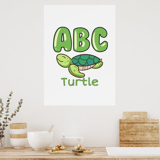 Turtle Lover Alphabet ABC Letter Turtle Poster (Keuken)