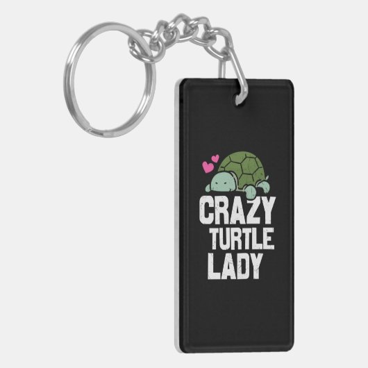 Turtle Lover | Crazy Turtle Lady Sleutelhanger (Voorkant Links)
