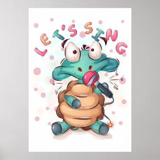 Turtle Lover Cute Turtle zingt Poster (Voorkant)