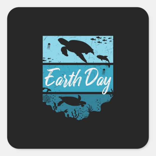 Turtle Lover | Dag van de Aarde Vierkante Sticker (Voorkant)
