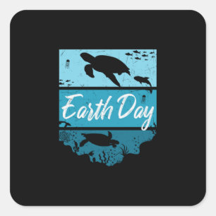 Turtle Lover Dag van de Aarde Vierkante Sticker