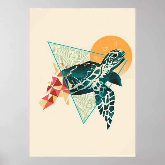 Turtle Lover Geometric Turtle Poster (Voorkant)