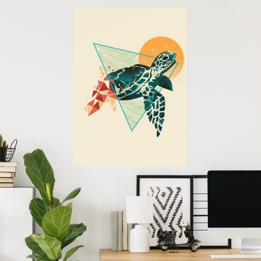 Turtle Lover Geometric Turtle Poster (Thuiskantoor)