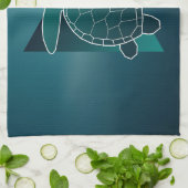 Turtle Lover Green Geometric Turtle Theedoek (Gevouwen)