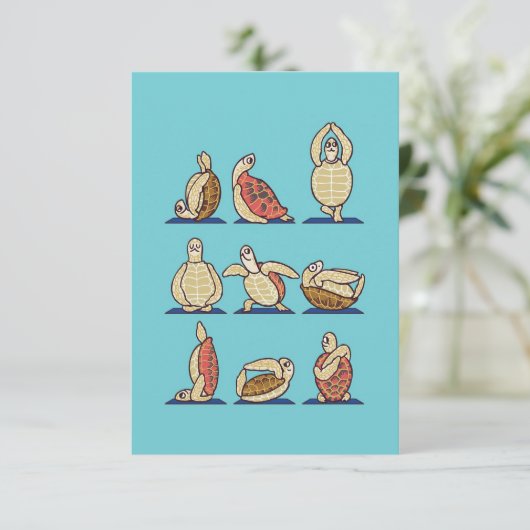 Turtle Lover Green Sea Turtle Yoga Bedankkaart (Staand voorkant)