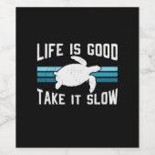 Turtle Lover | Het leven is goed Wijn Etiket (Enkel label)