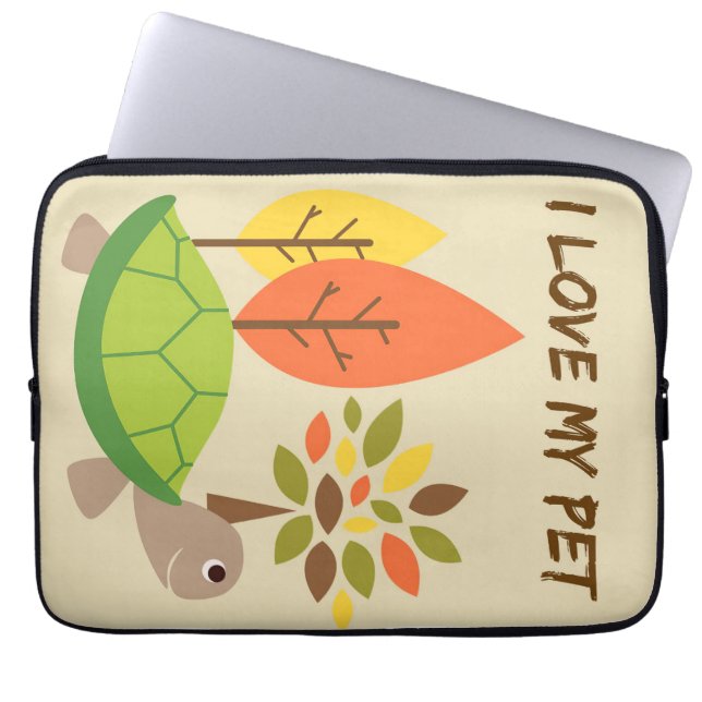 Turtle Lover I Love My Turtle Laptop Sleeve (Voorkant)