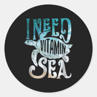 Turtle Lover | I Need Vitamin Sea And Turtles Ronde Sticker