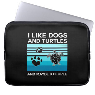 Turtle Lover Ik hou van honden en schildpadden Laptop Sleeve