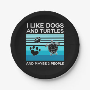 Turtle Lover   Ik hou van honden en schildpadden Papieren Bordje