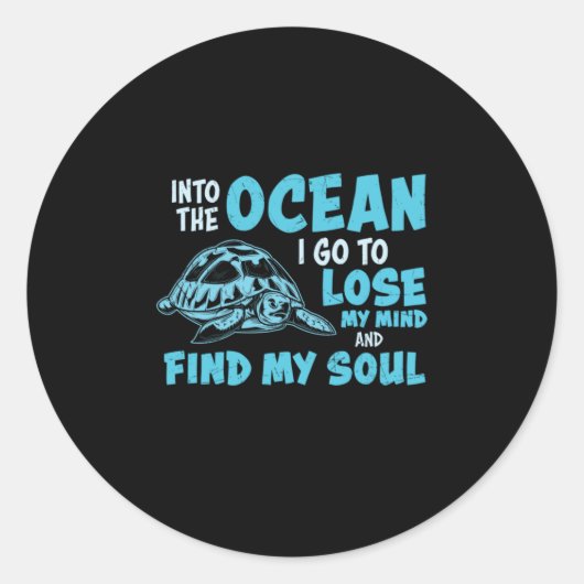 Turtle Lover | In de oceaan Ronde Sticker (Voorkant)