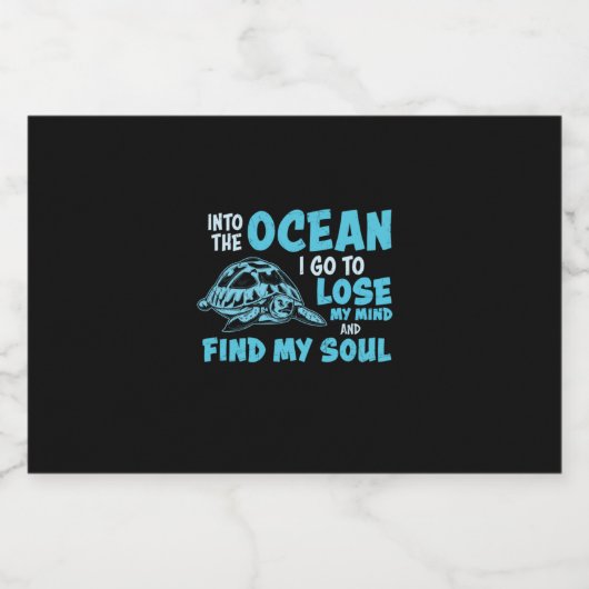 Turtle Lover | In de oceaan Sparkling Wijnetiket (Enkel label)