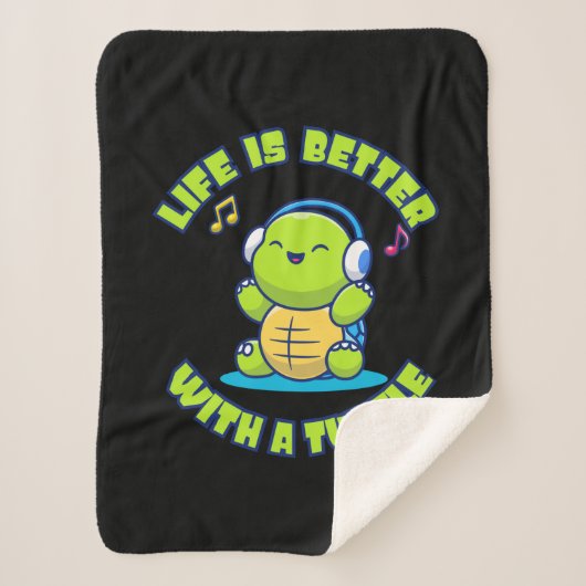 Turtle Lover | Life Is Better With A Turtle Sherpa Deken (Voorkant)