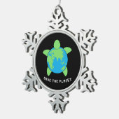 Turtle Lover | Save The Turtle Planet Tin Sneeuwvlok Ornament (Rechts)