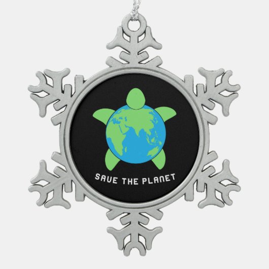 Turtle Lover | Save The Turtle Planet Tin Sneeuwvlok Ornament (Voorkant)