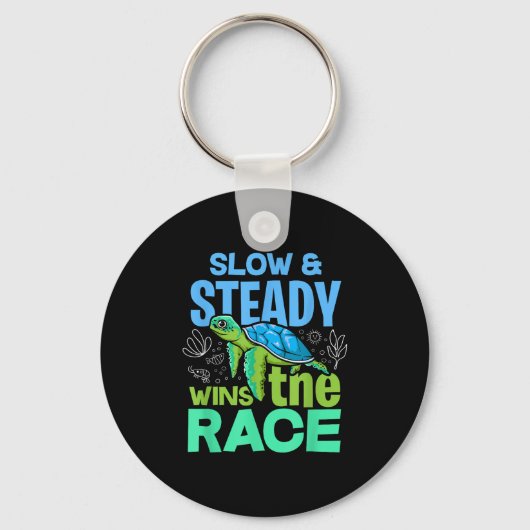 Turtle Lover Slow and Steady wint de race Sleutelhanger (Voorkant)
