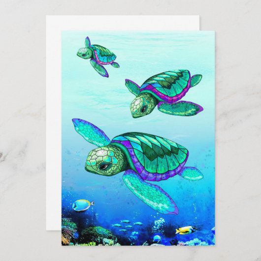 Turtle Lover Zee Turtles Dance Bedankkaart (Voorkant / Achterkant)