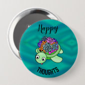 Turtle Lucky Three Ocean Beach Calm Happy Ronde Button 4,0 Cm (Voorkant /achterkant)