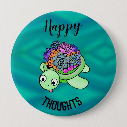 Turtle Lucky Three Ocean Beach Calm Happy Ronde Button 4,0 Cm (Voorkant)