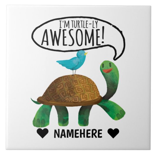 Turtle-ly Geweldige - Turtle Tegeltje (Voorkant)