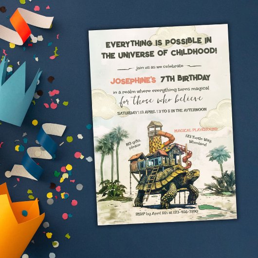 Turtle Magic Ride Verjaardagsfeest Kaart