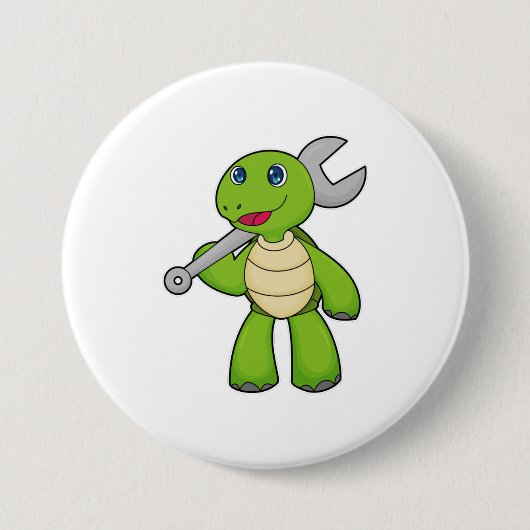 Turtle Mechanic WFrench Ronde Button 7,6 Cm (Voorkant)