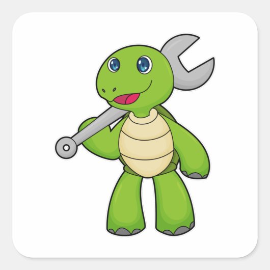 Turtle Mechanic WFrench Vierkante Sticker (Voorkant)