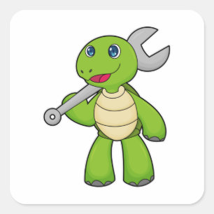 Turtle Mechanic WFrench Vierkante Sticker