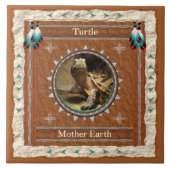 Turtle - Moeder Aarde - Keramische tegel Tegeltje (Voorkant)