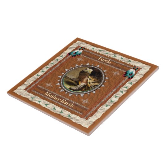 Turtle - Moeder Aarde - Keramische tegel Tegeltje (Zijkant)