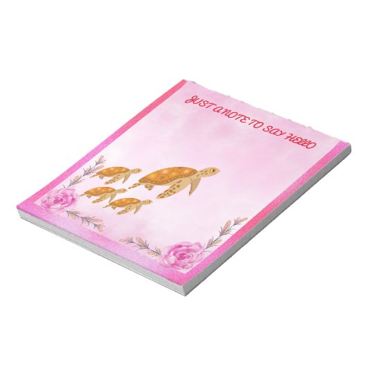 Turtle Moeder Liefde Gepersonaliseerde Roze Accent Notitieblok (Linkerzijde)