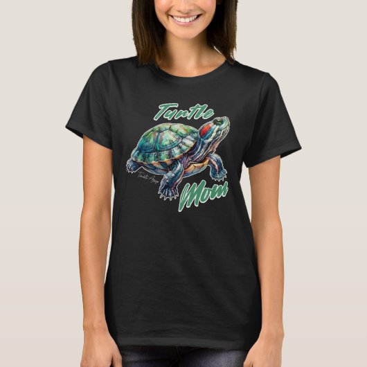 Turtle Mom Red-eared Slider Gift for her T-shirt (Voorkant)