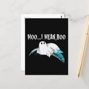 Turtle Moo I Mean Boo Funny Womens Halloween Gift Briefkaart
