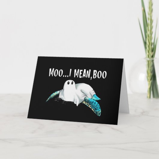 Turtle Moo Ik bedoel Boo Funny Womens Halloween Ca Bedankkaart (Voorkant)