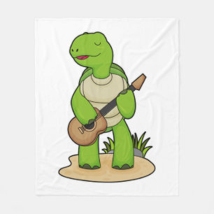 Turtle Musician Guitar Music Fleece Deken