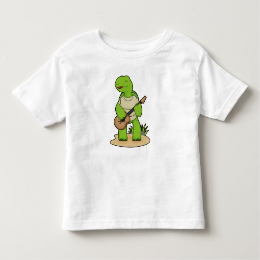 Turtle Musician Guitar Music Kinder Shirts (Voorkant)