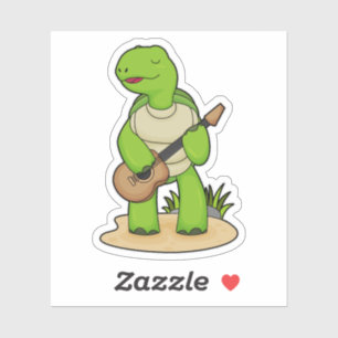 Turtle Musician Guitar Music Sticker