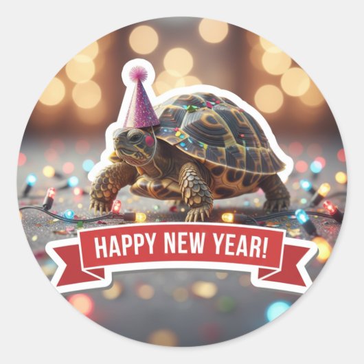 Turtle New Year Confetti Sticker (Voorkant)