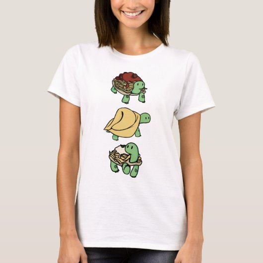 Turtle Noodles Cute Tortoise Pasta Trio T-shirt (Voorkant)