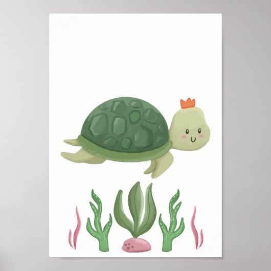 Turtle Nursery Poster Zee Animal Kinder Room Decor (Voorkant)